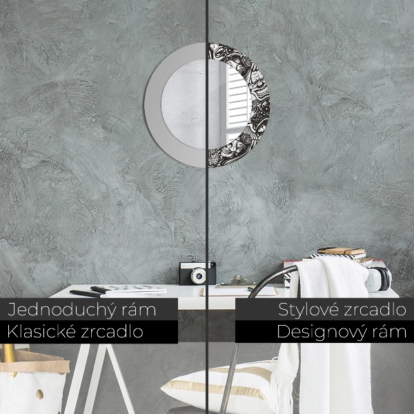 Round printed mirror Abstract fluid