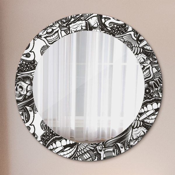 Round printed mirror Abstract fluid