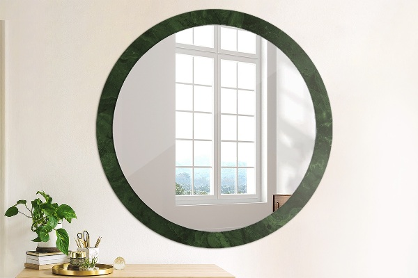 Round printed mirror Green marble