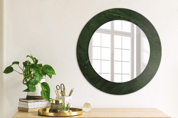 Round printed mirror Green marble