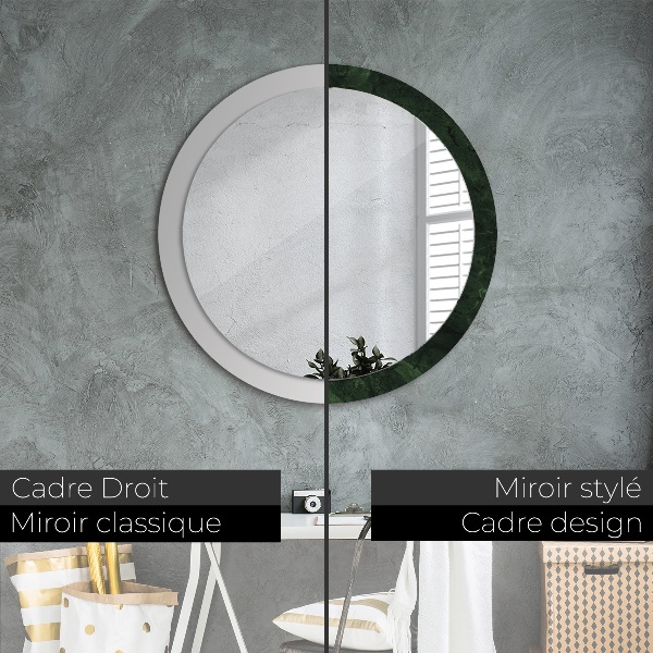 Round printed mirror Green marble