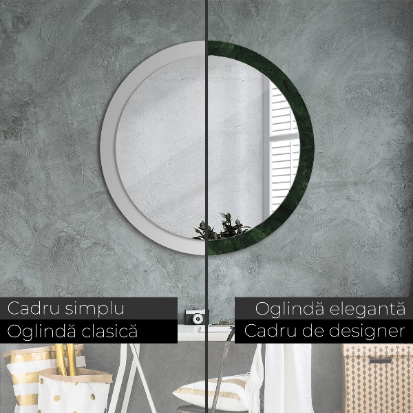 Round printed mirror Green marble