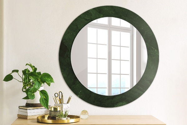 Round printed mirror Green marble