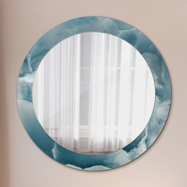 Round printed mirror Blue onyx marble