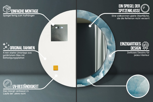 Round printed mirror Blue onyx marble