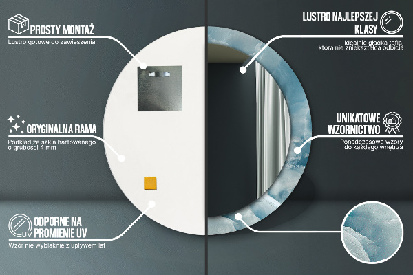 Round printed mirror Blue onyx marble