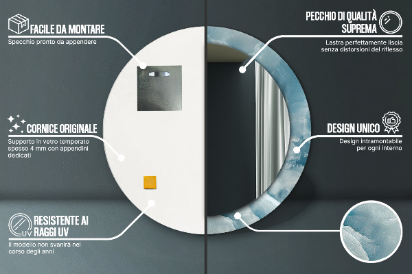 Round printed mirror Blue onyx marble