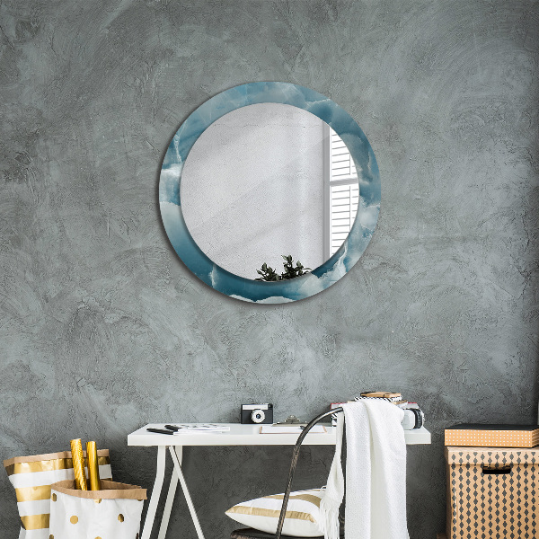 Round printed mirror Blue onyx marble