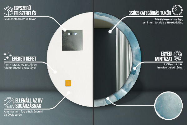 Round printed mirror Blue onyx marble