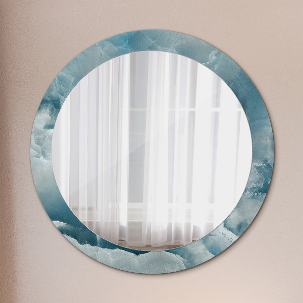 Round printed mirror Blue onyx marble