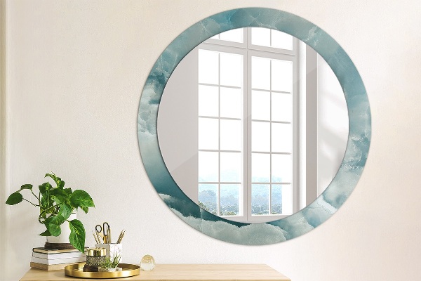 Round printed mirror Blue onyx marble