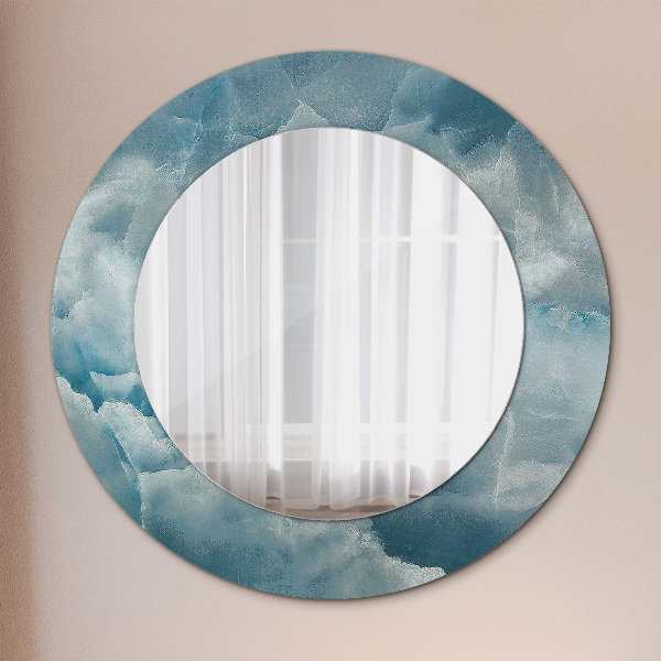 Round printed mirror Blue onyx marble