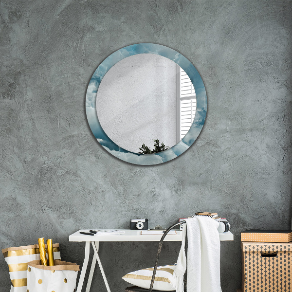 Round printed mirror Blue onyx marble