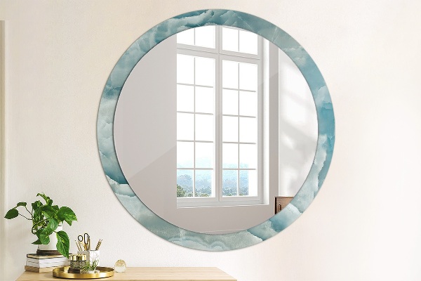 Round printed mirror Blue onyx marble