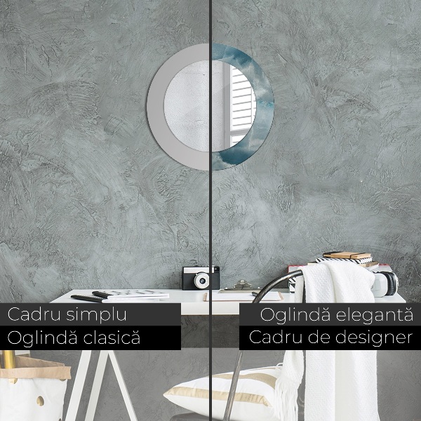 Round printed mirror Blue onyx marble