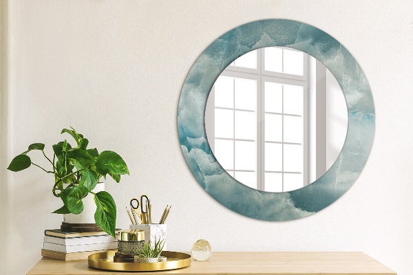 Round printed mirror Blue onyx marble