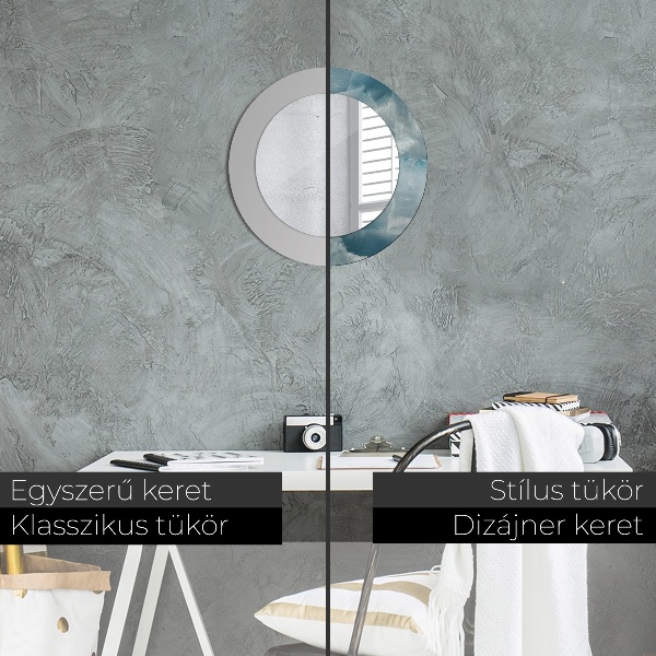 Round printed mirror Blue onyx marble