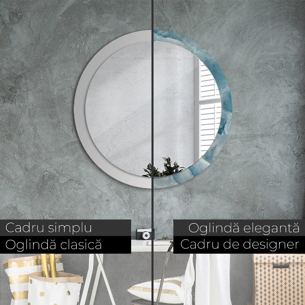 Round printed mirror Blue onyx marble