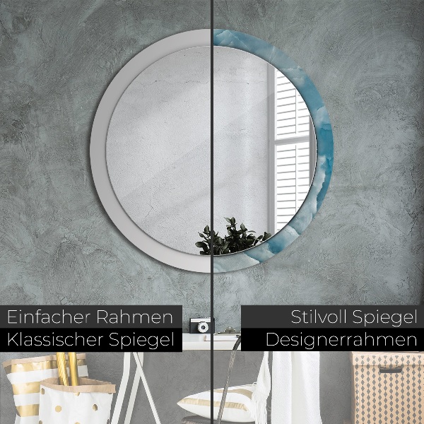 Round printed mirror Blue onyx marble