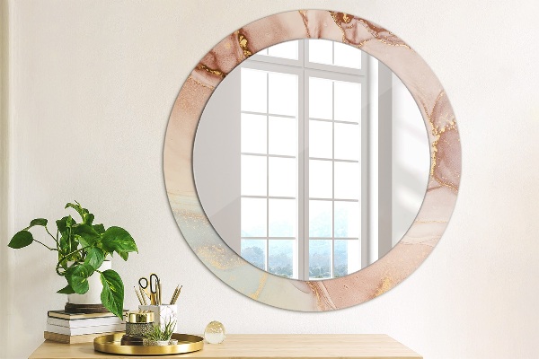 Round printed mirror Abstract fluid
