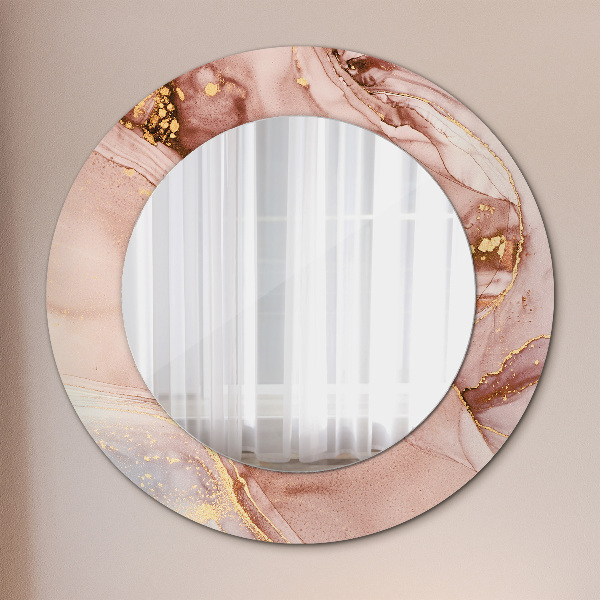 Round printed mirror Abstract fluid