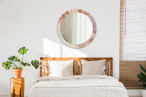 Round printed mirror Abstract fluid