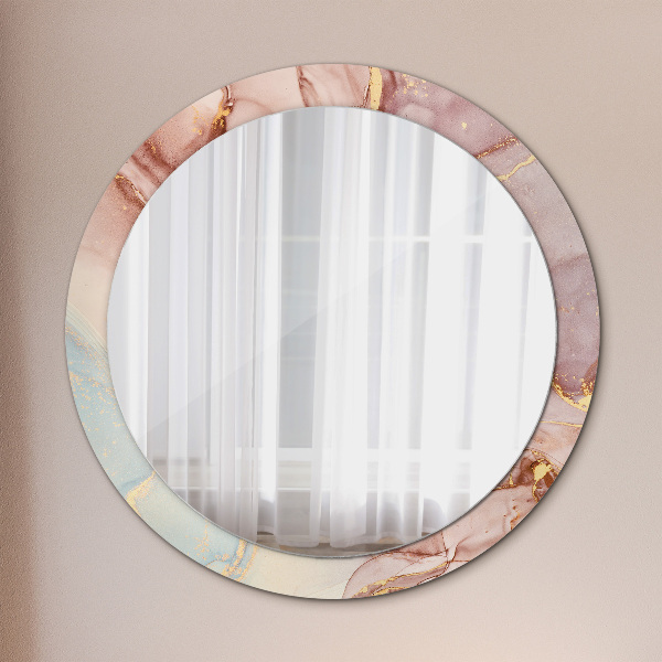 Round printed mirror Abstract fluid