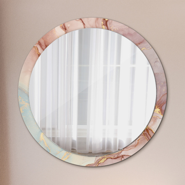 Round printed mirror Abstract fluid