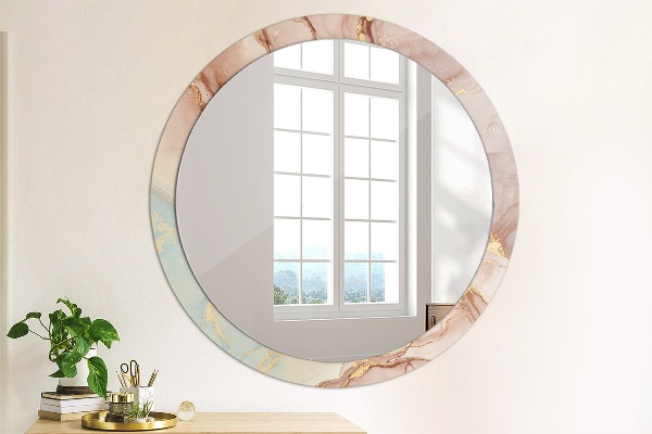 Round printed mirror Abstract fluid