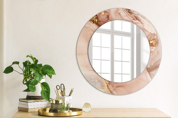 Round printed mirror Abstract fluid