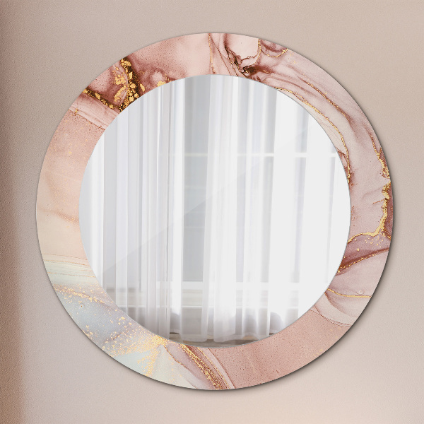 Round printed mirror Abstract fluid
