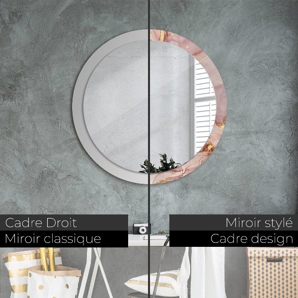 Round printed mirror Abstract fluid