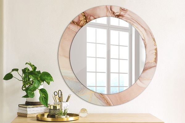 Round printed mirror Abstract fluid