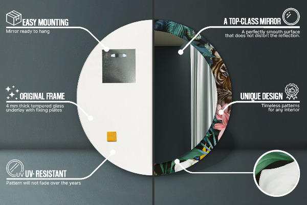 Round printed mirror Forest in the jungle