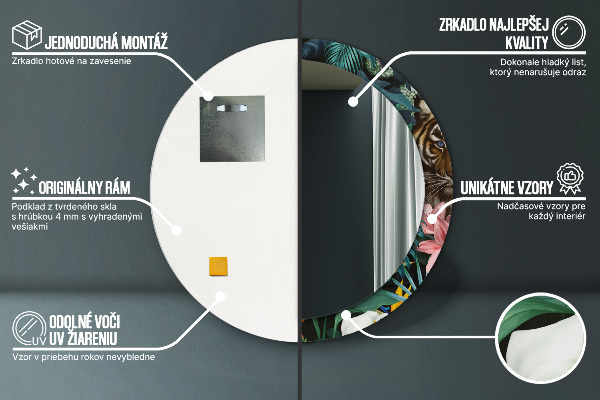 Round printed mirror Forest in the jungle