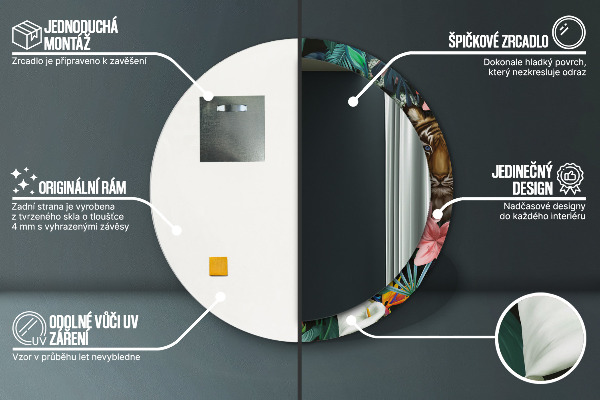 Round printed mirror Forest in the jungle