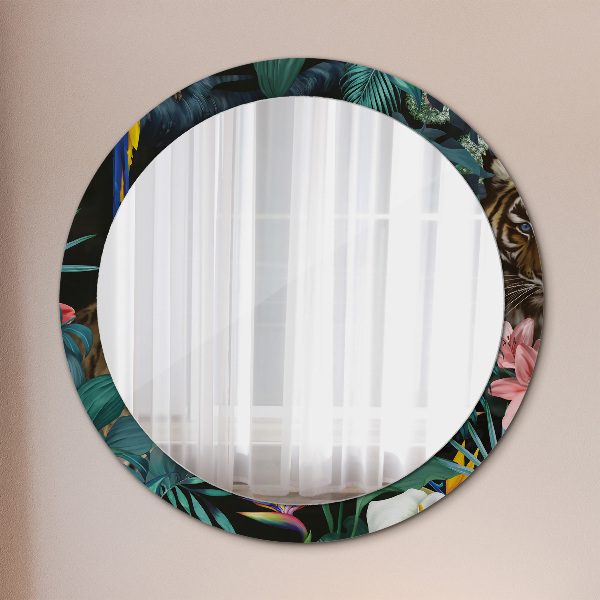 Round printed mirror Forest in the jungle