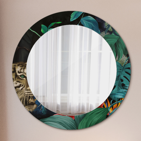 Round printed mirror Forest in the jungle