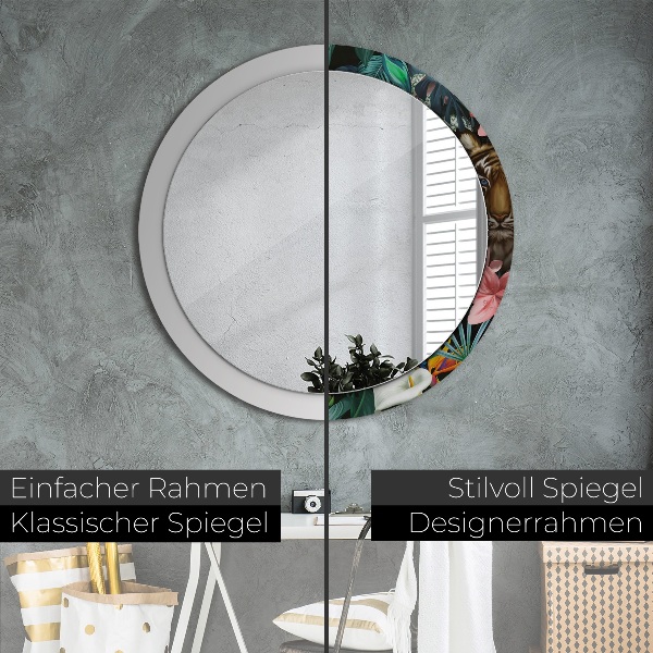 Round printed mirror Forest in the jungle