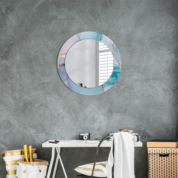 Round printed mirror Abstract fluid