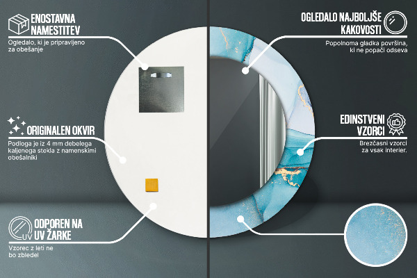 Round printed mirror Abstract fluid