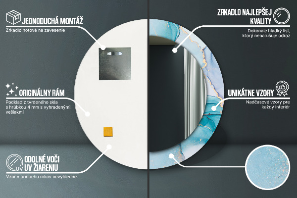 Round printed mirror Abstract fluid