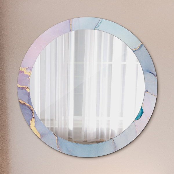 Round printed mirror Abstract fluid