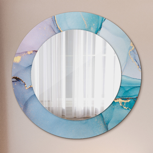 Round printed mirror Abstract fluid