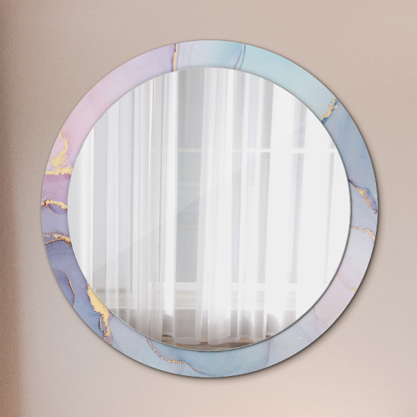 Round printed mirror Abstract fluid