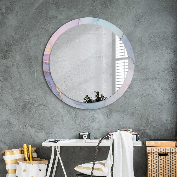 Round printed mirror Abstract fluid