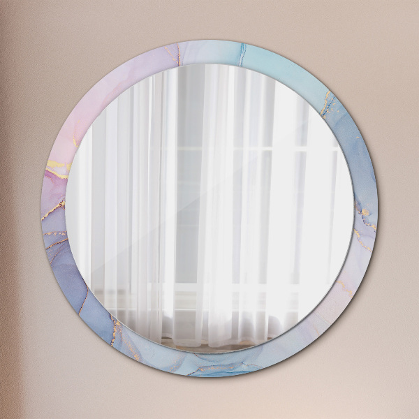 Round printed mirror Abstract fluid