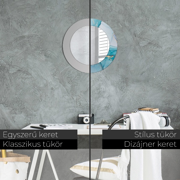 Round printed mirror Abstract fluid