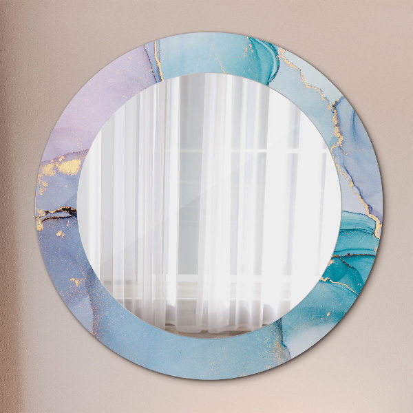 Round printed mirror Abstract fluid