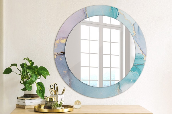 Round printed mirror Abstract fluid
